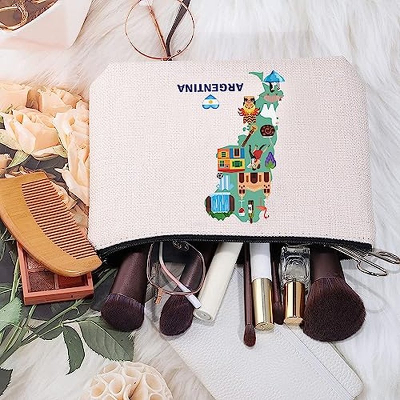 MEIKIUP Argentina Travel Cosmetic Bag Argentina Travel Souvenir Bag Argentina Futbol Soccer Lover Gift (Map Argen Bag)