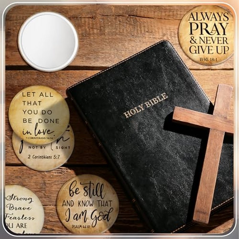 108 Pcs Mini Christian Compact Mirrors for Women Mom Teachers Retro Inspirational Bible Verse Pocket Makeup Mirrors Religious Employee Appreciation Gift for Sunday School Easter Church Party Favors