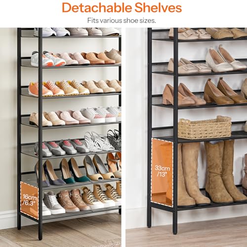 8-Tier Shoe Rack for Entryway - Large Capacity Shoe Organizer, Rustic Brown & Black, 39.4W Variation of THIS listing