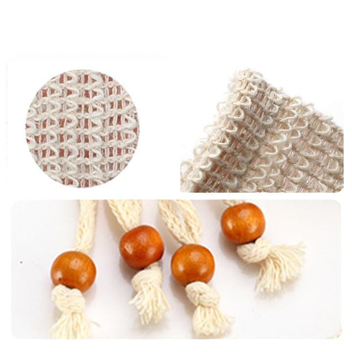 Natural Sisal Soap Saver Bag Pack for Exfoliating and Draining Air-Dry Soap