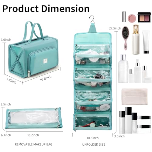 RoyalFair Blue Waterproof Travel Makeup Bag with Jewelry Organizer & Clear Pouches