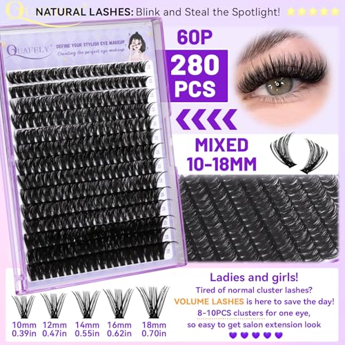 DIY Lash Extension Kit 840Pcs 10-18mm D Curl Lashes Clusters with Lash Bond&Seal Lash Remover Tweezers Double-Ended Brush Easy to Use for Beginners