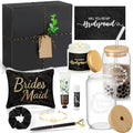 Black Bridesmaid Proposal Gift Set with Glass Cup & Makeup Bag - 14 Pieces