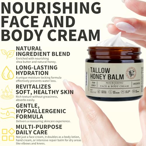 Organic Grass-Fed Butter & Honey Moisturizing Cream Natural Hydrating Cream for Silky Smooth Skin Suitable for Eczema & Baby Skin Care Handcrafted Nourishing Butter Cream Gift ? 2 oz. Size