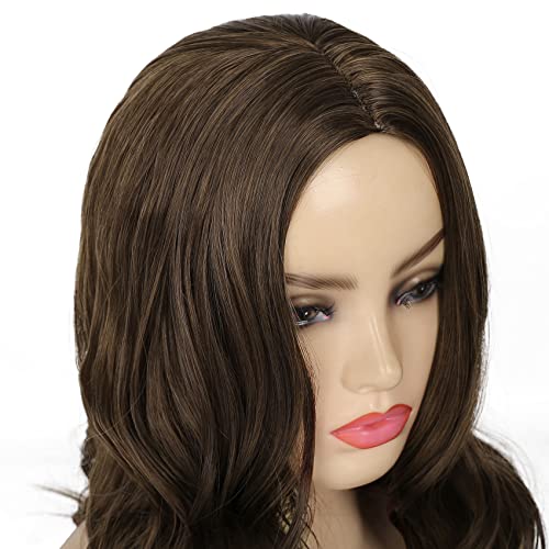 Long Wavy Brown Wig for Women - 20 Inch Synthetic Heat-Resistant Hairpiece