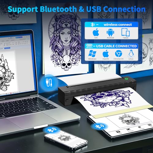 Wireless Thermal Tattoo Stencil Printer with App Support and Portable Design