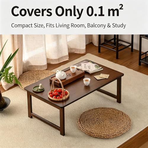 Japanese Folding Floor Coffee Table - 31.5 x 19.7 x 11.8 Inch Wooden Bento Style
