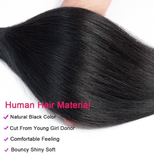 Natural Black Straight Human Hair Bundles 16 Inch - 1 Bundle Virgin Brazilian Hair