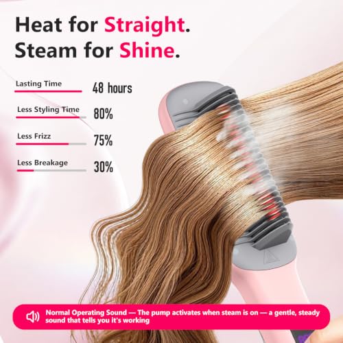 Steam Straightening Brush for Frizz-Free Hair - One-Pass Hair Styler