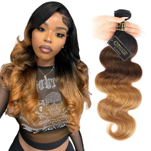 Brazilian Human Hair Extensions - Ombre Body Wave Bundle 10 Inches #1b/4/27