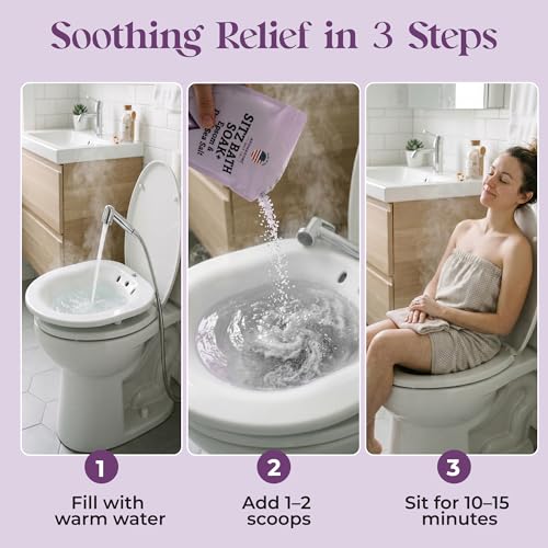 Sitz Bath Salt Set for Hemorrhoid & Postpartum Relief - Dead Sea & Epsom with Lavender & Tea Tree, 2lb