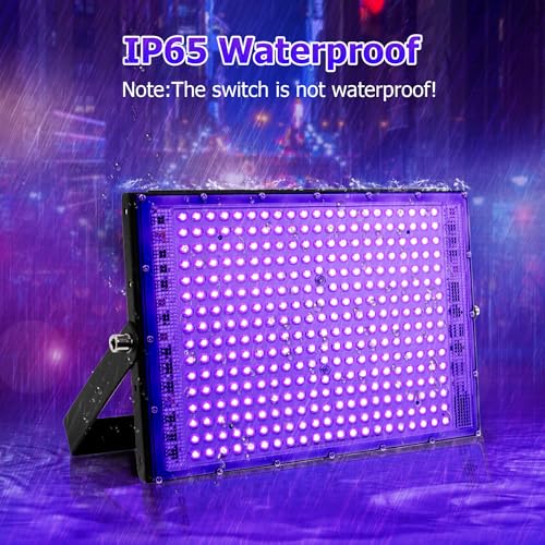 4 Pack 300W UV LED Blacklight - Neon Glow Party Lights, 395-400nm