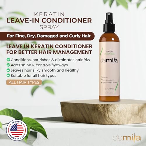 Damila Keratin Leave-In Conditioner Spray - 8 Fl Oz, Sulfate & Paraben Free