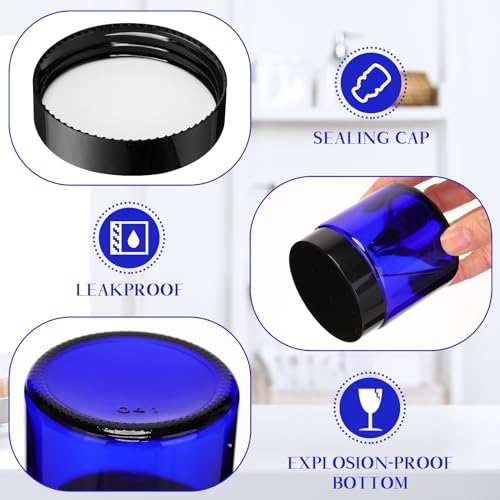 Norme 64 Pcs 4 oz Glass Jars with Lids Leakproof Round Airtight Empty Cosmetic Jars with Inner Liners Lid for Storing Lotions Powder Ointments Candle Making Tins (Blue,Black)