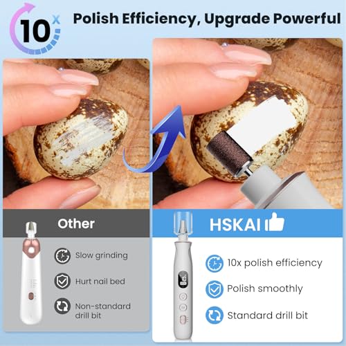 Professional Nail Drill Kit: Electric Nail File with LCD & Lamp, Long-Lasting Thick Toenail Grinder, Rechargeable & Cordless Toe Nail Dremel Tools for Women & Men Manicure and Pedicure Gifts