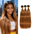 KODRHAR 8-12 Inch Ombre Brown Straight Human Hair Bundles - Natural Brazilian Hair