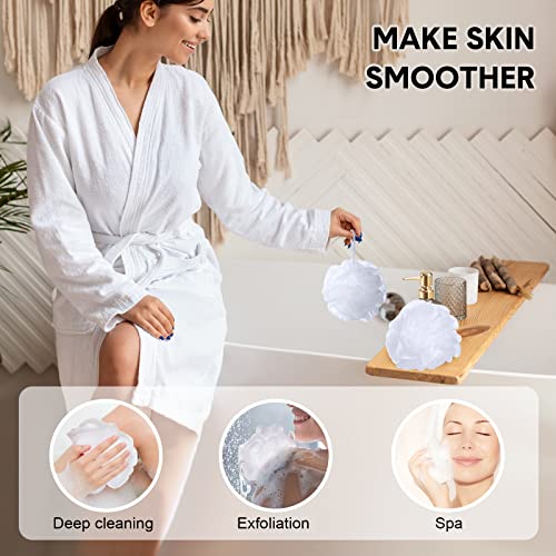 CHENGU 50 Pack Loofah Sponge Bath Sponge Shower Loofah Mesh Shower Ball Bath Pouf Wash Body Puff for Women Men, 30 g(White,Classic)