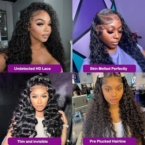 Deep Wave Lace Front Wig 20 Inch Human Hair Pre Plucked 13x6 Style