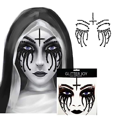 Halloween Face Gems Jewels,Day of the Dead Skull Spider Web Clown Rhinestone Face Tattoo Stickers for Men Women Kids Halloween Cosplay Makeup