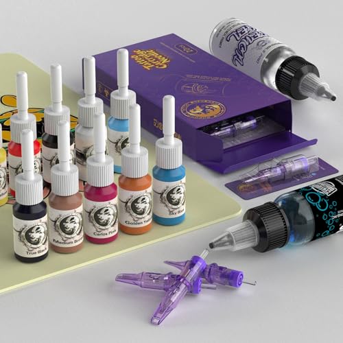 Wireless Rotary Tattoo Gun Kit with Dual Batteries, Inks & Accessories for Beginners