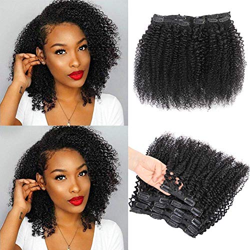 10 Inch Kinky Curly Clip-In Hair Extensions for Black Women - Virgin Human Hair