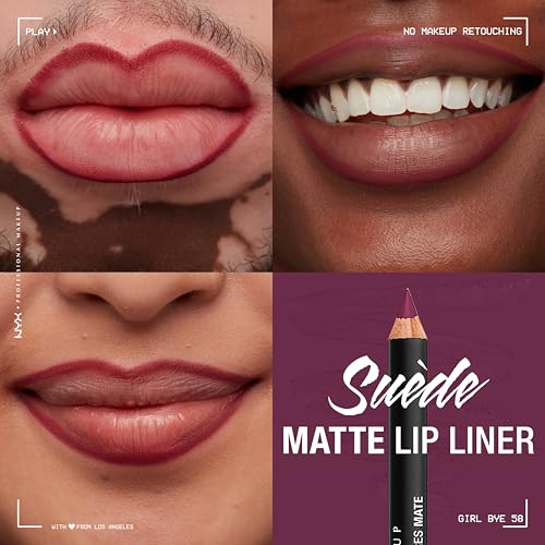 NYX PROFESSIONAL MAKEUP Suede Matte Lip Liner, Velvety-Smooth, Long-Lasting Formula For A Defined Lip Makeup Look - Girl Bye (Purple)