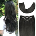 Winsky 16-inch Clip-in Human Hair Extensions #1B Natural Black, 4pcs, 63g