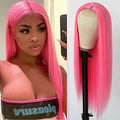 Pink Synthetic Hair Wigs for Women - Pastel Pink, Long Straight, Heat Resistant