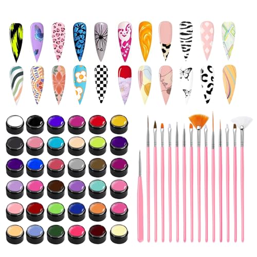 36 Colors Nail Painting Gel Kit - DIY Nail Art Gel Polish for Home & Salon with UV/LED Curing - Variation of THIS listing