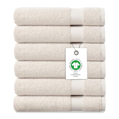 Ivory Organic Cotton Washcloths Pack of 6 - Ultra-Soft, Quick Dry, 650 GSM
