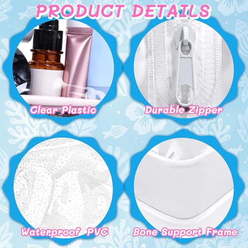 Medium Clear Waterproof Makeup Bag Set - 12 PVC Travel Toiletry Organizer