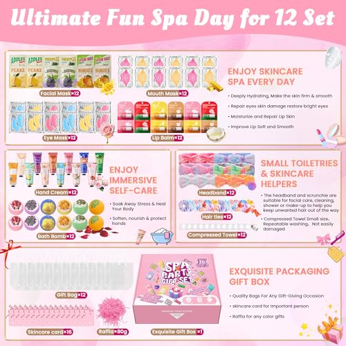 136PCS Spa Party Favors Set for Women - Eye Masks Lip Balm Hand Cream & Face Masks - Bachelorette & Birthday Gifts - Variation of THIS listing