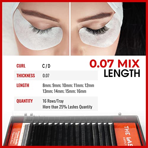 THE LASH SUPPLY Volume Eyelash Extension Professional Supplies, C/CC/D Curl, 8-25mm Length, 0.05/0.07/0.10 Thickness, Fake Eye Lashes, Soft and Lightweight Lashes Mixed to Mixed Length Pack