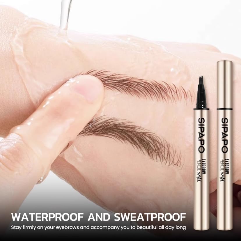 Microblading Brow-Fection Eyebrow Pen – Waterproof Smudge-Proof Liquid Eyebrow Tattoo Pen for Hair-Like Strokes, Long-Lasting Precision Eyebrow Pencil for All-Day Wear(03 Natural Black)