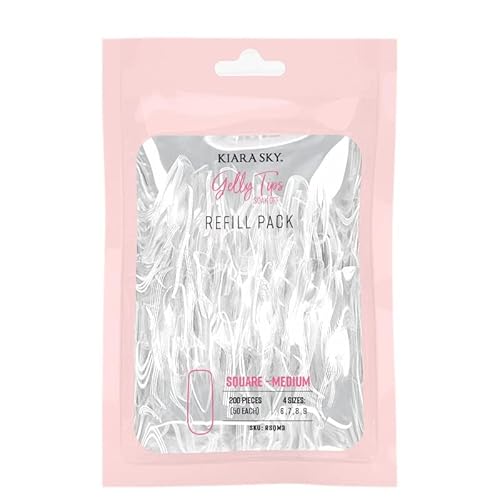 Kiara Sky Gelly Tip Soak Off Nails Refill Packs - Square Shape (Medium Length) (Sizes 6, 7, 8, 9)