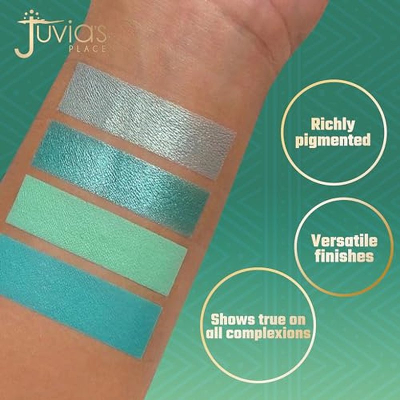 Juvia's Place Rebel Quad Mint Eyeshadow Palette - Shades of 4, Professional Eye Makeup, Pigmented Makeup Palette for Eye Color & Shine, Pressed Eyeshadow Cosmetics