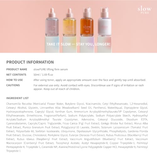 SlowPURE Lifting Firm Serum with 80% Chamomile Water & Peptide Complex - 1.69 fl oz