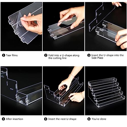 Sunglass Organizer Easy Snap-on Assembly, Acrylic Sticker Display Stand for Vendors, Nail Polish Holder Nail Desk Essential Oil Lipstick Storage,Clear Sunglasses Perfume Organizer (5 Layers)