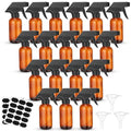 Fumete 20 Pack 4 oz Amber Glass Spray Bottles with Labels & Funnels – Refillable Travel Containers
