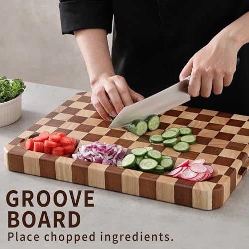 Large Acacia Wood Cutting Board for Kitchen Meat Cheese Fruits Vegetables