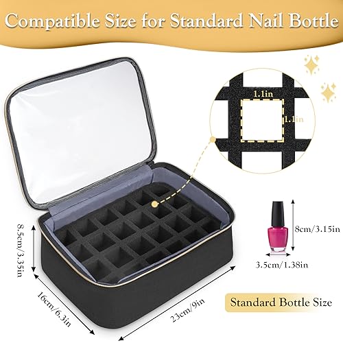 YOREPEK Black Nail Polish Organizer Holds 72 Bottles, Travel & Makeup Bag