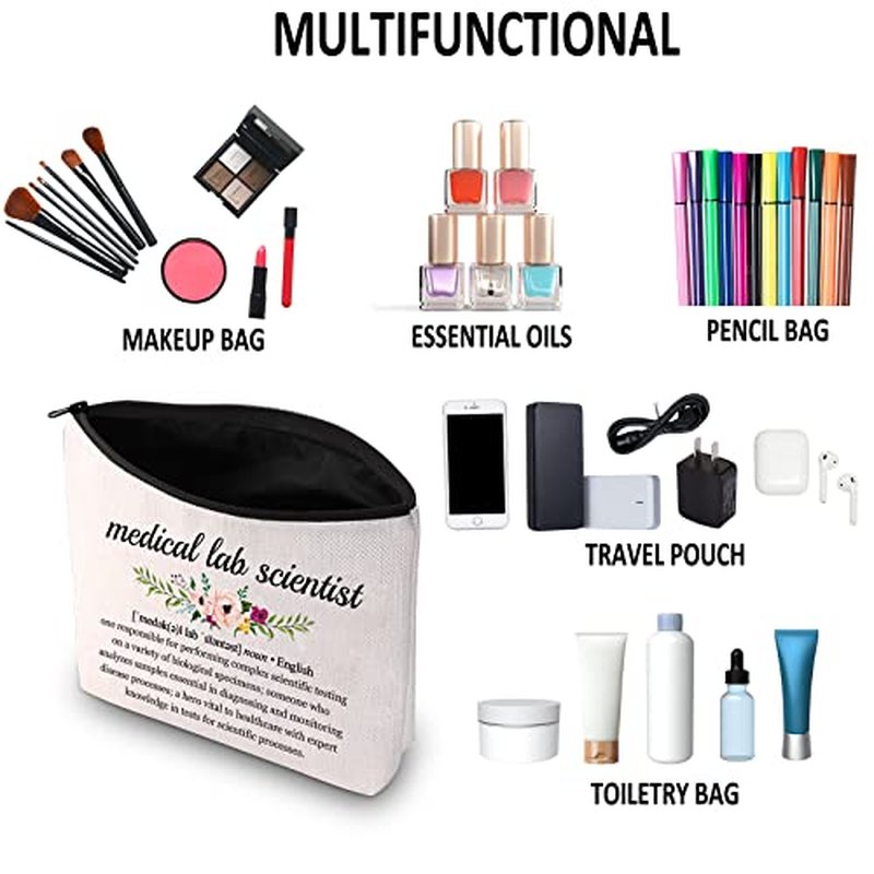 G2TUP Medical Lab Scientist Gift Medical Lab Scientist Definition Makeup Bag Lab Tech Cosmetic Bag Lab Technician Gift Science Geek Zipper Travel Bag (Medical Lab Scientist White Bag)