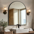 Arched Bathroom Vanity Mirror 40x30 Black - Over Sink Wall Mirror - Modern Design
