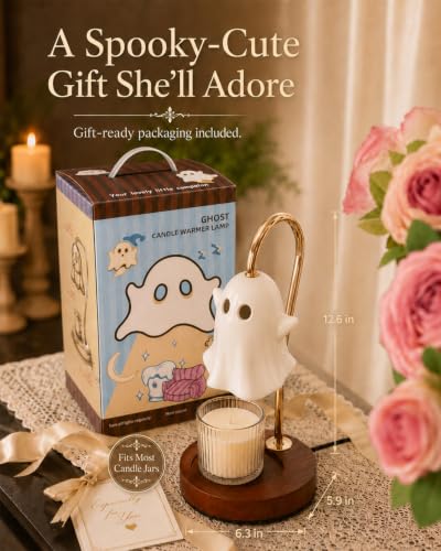 Ceramic Ghost Candle Warmer Lamp with Hands - Spooky Cute Wax Melter & Timer
