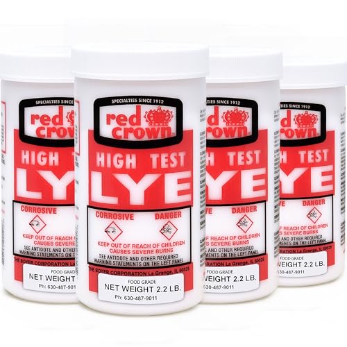 Red Crown Food-Grade Lye for Soap Making & Cleaning, 4 Pack 2.2 lbs