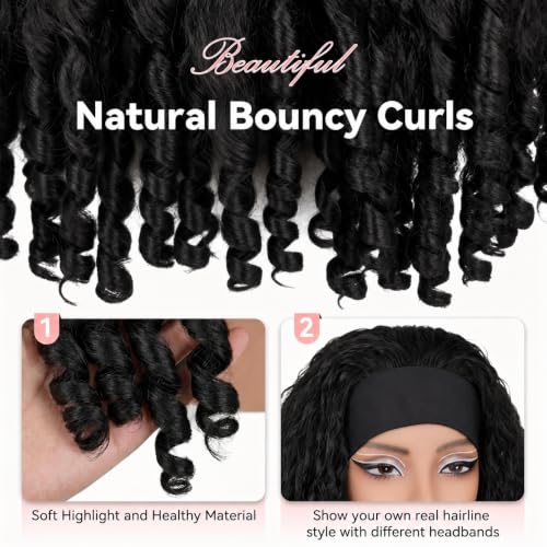 Black Afro Curly Headband Wig 24 Inch Glueless Kinky 4C Texture for Black Women - Variation #1B