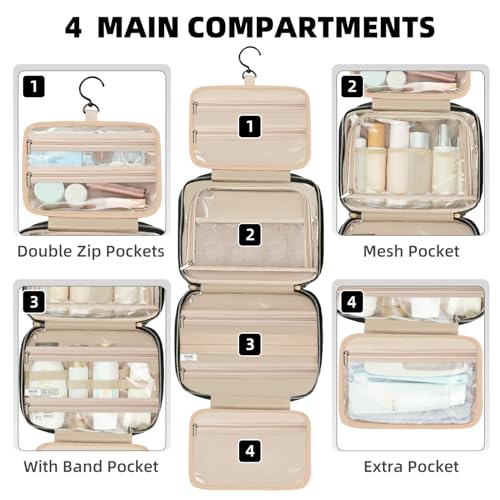 Hanging Toiletry Bag for Women Water-Resistant Large Capacity Travel Organizer Black Classic Jewelry Bag