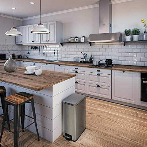 Home Zone Living Silver 8 Gallon Slim Kitchen Trash Can with Soft-Close Lid