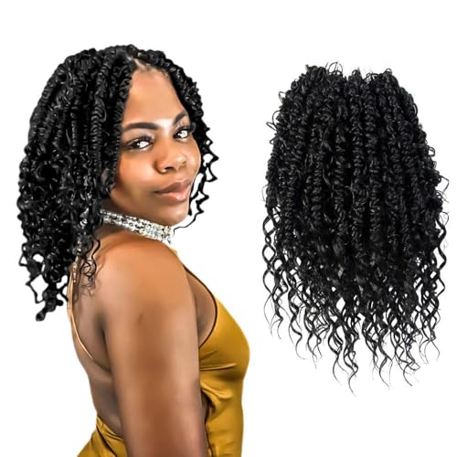 Natural Black Crochet Passion Twist Hair 10 Inch - 8 Packs for Protective Styling