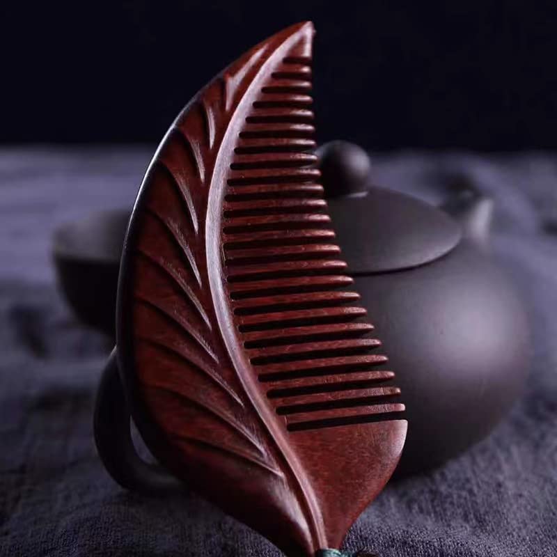 Wooden Comb for Women - Carved Natural Boxwood Hair Comb - One Size Leaf